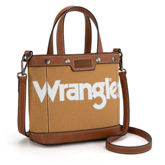 WG142-2005  Wrangler Canvas Mini Top Handle Tote//Crossbody - Brown