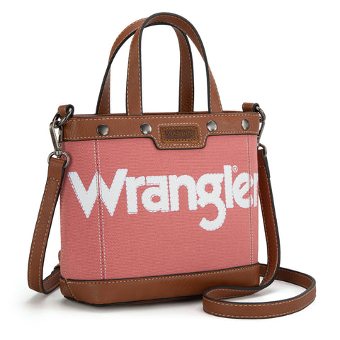 WG142-2005  Wrangler Canvas Mini Top Handle Tote//Crossbody - Pink