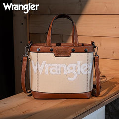 WG142-2005  Wrangler Canvas Mini Top Handle Tote//Crossbody - Tan