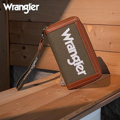 WG142-W006  Wrangler Logo  Wallet/Wristlet -Army