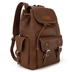 WG143-9110  Wrangler 100%  Genuine Leather Backpack - Brown