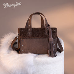 WG160-6011  Wrangler Sherpa Tote Crossbody - Coffee