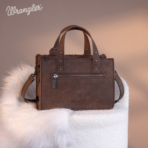 WG160-6011  Wrangler Sherpa Tote Crossbody - Coffee