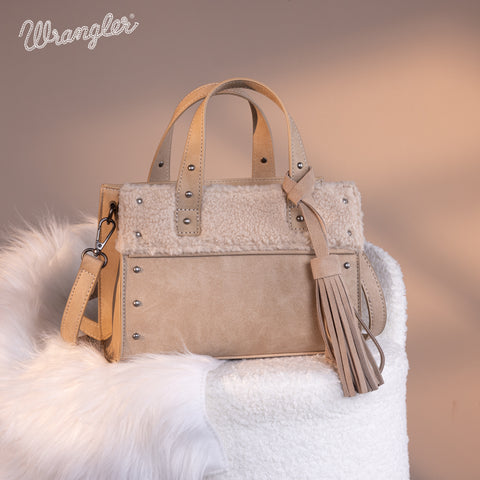 WG160-6011  Wrangler Sherpa Tote Crossbody - Khaki