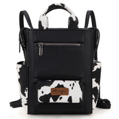 WG161-9112  Wrangler  Cow Print Tote/Shoulder Bag Convertible Backpack - BK-OW