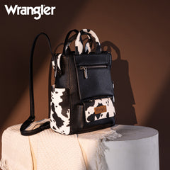 WG161-9112  Wrangler  Cow Print Tote/Shoulder Bag Convertible Backpack - BK-OW