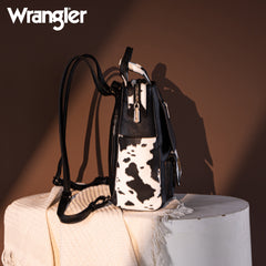 WG161-9112  Wrangler  Cow Print Tote/Shoulder Bag Convertible Backpack - BK-OW