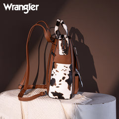 WG161-9112  Wrangler  Cow Print Tote/Shoulder Bag Convertible Backpack - Brown-Brown