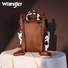 WG161-9112  Wrangler  Cow Print Tote/Shoulder Bag Convertible Backpack - Brown-Brown