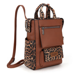 WG161-9112  Wrangler Leopard Print Tote/Shoulder Bag Convertible Backpack - Leopard