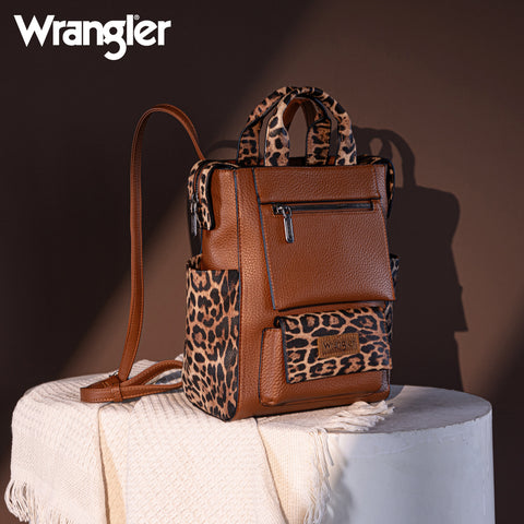 WG161-9112  Wrangler Leopard Print Tote/Shoulder Bag Convertible Backpack - Leopard