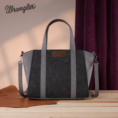 WG162-8012  Wrangler "W" Stitch Two Tone Tote/Crossbody