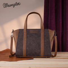 WG162-8012  Wrangler "W" Stitch Two Tone Tote/Crossbody