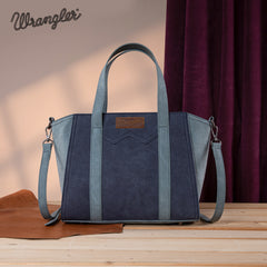 WG162-8012  Wrangler "W" Stitch Two Tone Tote/Crossbody