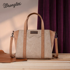 WG162-8012  Wrangler "W" Stitch Two Tone Tote/Crossbody