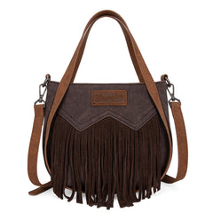 WG162-8136  Wrangler "W" Stitch Fringe Two Tone Tote/Crossbody