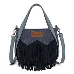 WG162-8136  Wrangler "W" Stitch Fringe Two Tone Tote/Crossbody