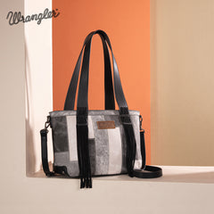 WG164-1830  Wrangler Denim Patchwork Tote/Crossbody- Black