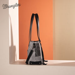 WG164-1830  Wrangler Denim Patchwork Tote/Crossbody- Black