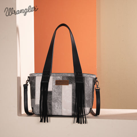 WG164-1830  Wrangler Denim Patchwork Tote/Crossbody- Black