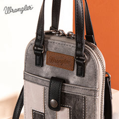 WG164-1831   Wrangler Denim Patchwork North South Mini Bag/Crossbody - Black