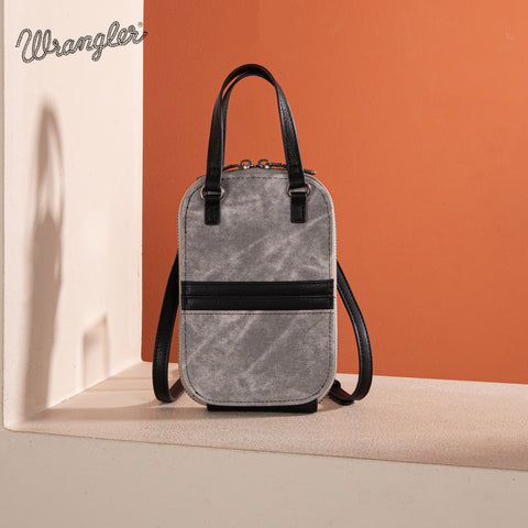 WG164-1831   Wrangler Denim Patchwork North South Mini Bag/Crossbody - Black