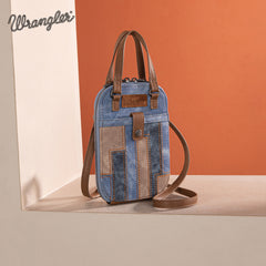 WG164-1831   Wrangler Denim Patchwork North South Mini Bag/Crossbody - Jean