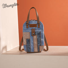 WG164-1831   Wrangler Denim Patchwork North South Mini Bag/Crossbody - Jean