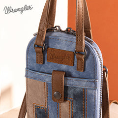 WG164-1831   Wrangler Denim Patchwork North South Mini Bag/Crossbody - Jean