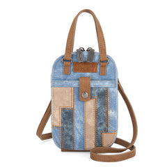 WG164-1831   Wrangler Denim Patchwork North South Mini Bag/Crossbody - Jean