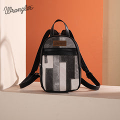 WG164-210   Wrangler Denim Patchwork Mini Backpack with Detachable Coin Pouch  - Black