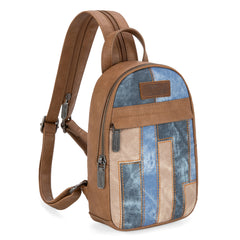 WG164-210   Wrangler Denim Patchwork Mini Backpack with Detachable Coin Pouch  -Jean