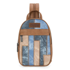 WG164-210   Wrangler Denim Patchwork Mini Backpack with Detachable Coin Pouch  -Jean