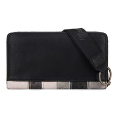 WG164-W006  Wrangler Denim Patchwork Wallet  - Black