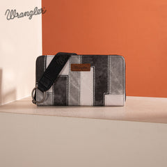 WG164-W006  Wrangler Denim Patchwork Wallet  - Black