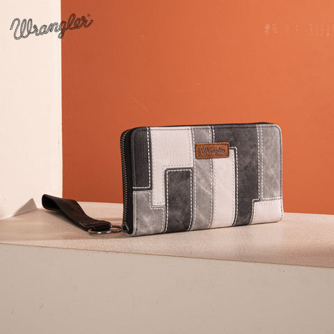 WG164-W006  Wrangler Denim Patchwork Wallet  - Black