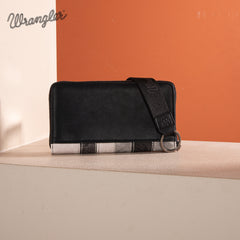 WG164-W006  Wrangler Denim Patchwork Wallet  - Black