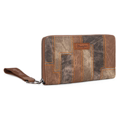 WG164-W006  Wrangler Denim Patchwork Wallet  - Brown