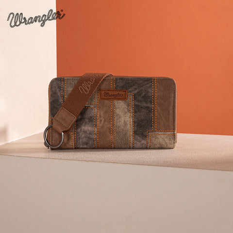 WG164-W006  Wrangler Denim Patchwork Wallet  - Brown