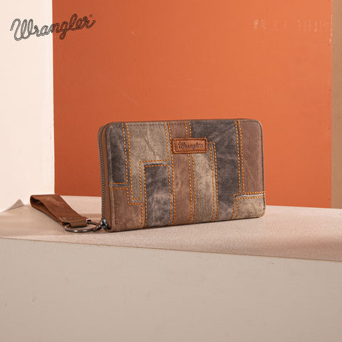 WG164-W006  Wrangler Denim Patchwork Wallet  - Brown