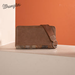 WG164-W006  Wrangler Denim Patchwork Wallet  - Brown