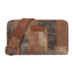 WG164-W006  Wrangler Denim Patchwork Wallet  - Brown