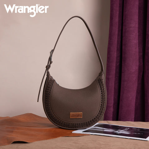 WG168-1020  Wrangler Whipstitch Crescent Crossbody - Coffee