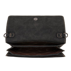 WG169-W030  Wrangler Genuine Hair-On Cowhide Wallet/Crossbody  -Black