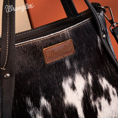 WG169-2022  Wrangler Genuine Hair-On Cowhide Tote/Crossbody -Black