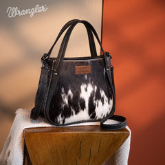 WG169-2022  Wrangler Genuine Hair-On Cowhide Tote/Crossbody -Black