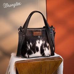 WG169-2022  Wrangler Genuine Hair-On Cowhide Tote/Crossbody -Black