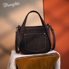 WG169-2022  Wrangler Genuine Hair-On Cowhide Tote/Crossbody -Black