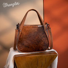 WG169-2022  Wrangler Genuine Hair-On Cowhide Tote/Crossbody - Brown