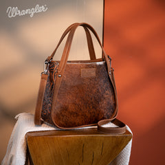 WG169-2022  Wrangler Genuine Hair-On Cowhide Tote/Crossbody - Brown